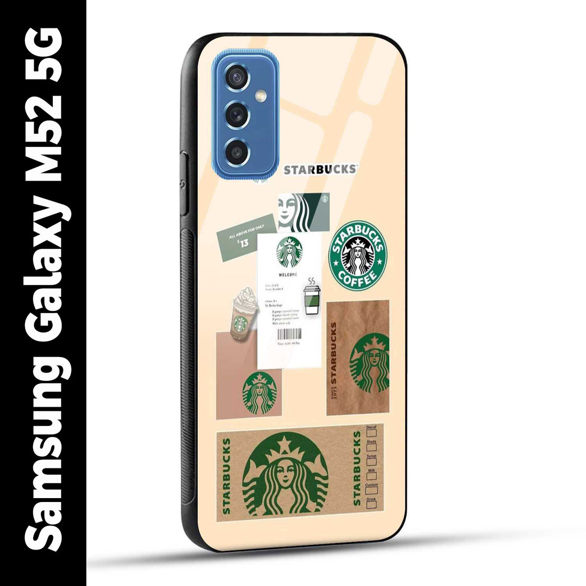 Samsung Galaxy M52 5G Back Cover Starbucks Coffee Printed Glass Case
