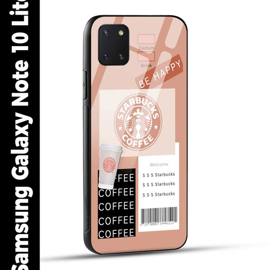 Samsung Galaxy Note 10 Lite Back Cover Starbucks Coffee Happy Printed Glass Case
