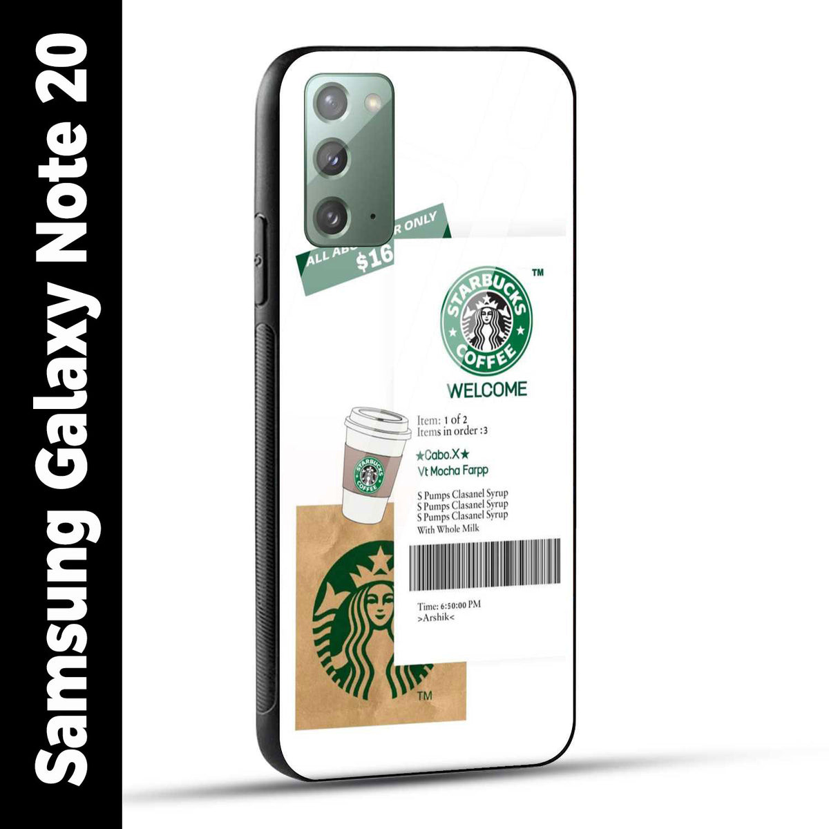 Samsung Galaxy Note 20 Back Cover Starbucks Coffee Welcome Printed Glass Case
