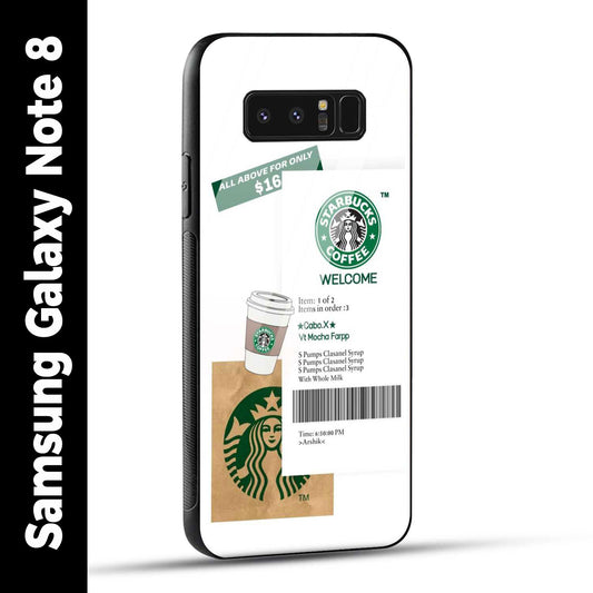 Samsung Galaxy Note 8 Back Cover Starbucks Coffee Welcome Printed Glass Case