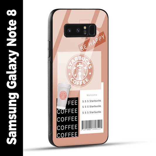 Samsung Galaxy Note 8 Back Cover Starbucks Coffee Happy Printed Glass Case
