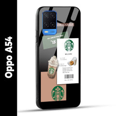 Oppo A54 Back Cover Starbucks Coffee Love Yourself Printed Glass Case
