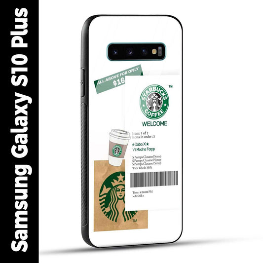 Samsung Galaxy S10 Plus Back Cover Starbucks Coffee Welcome Printed Glass Case