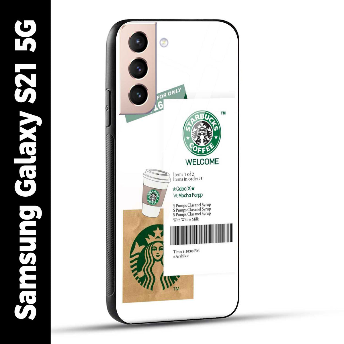 Samsung Galaxy S21 5G Back Cover Starbucks Coffee Welcome Printed Glass Case