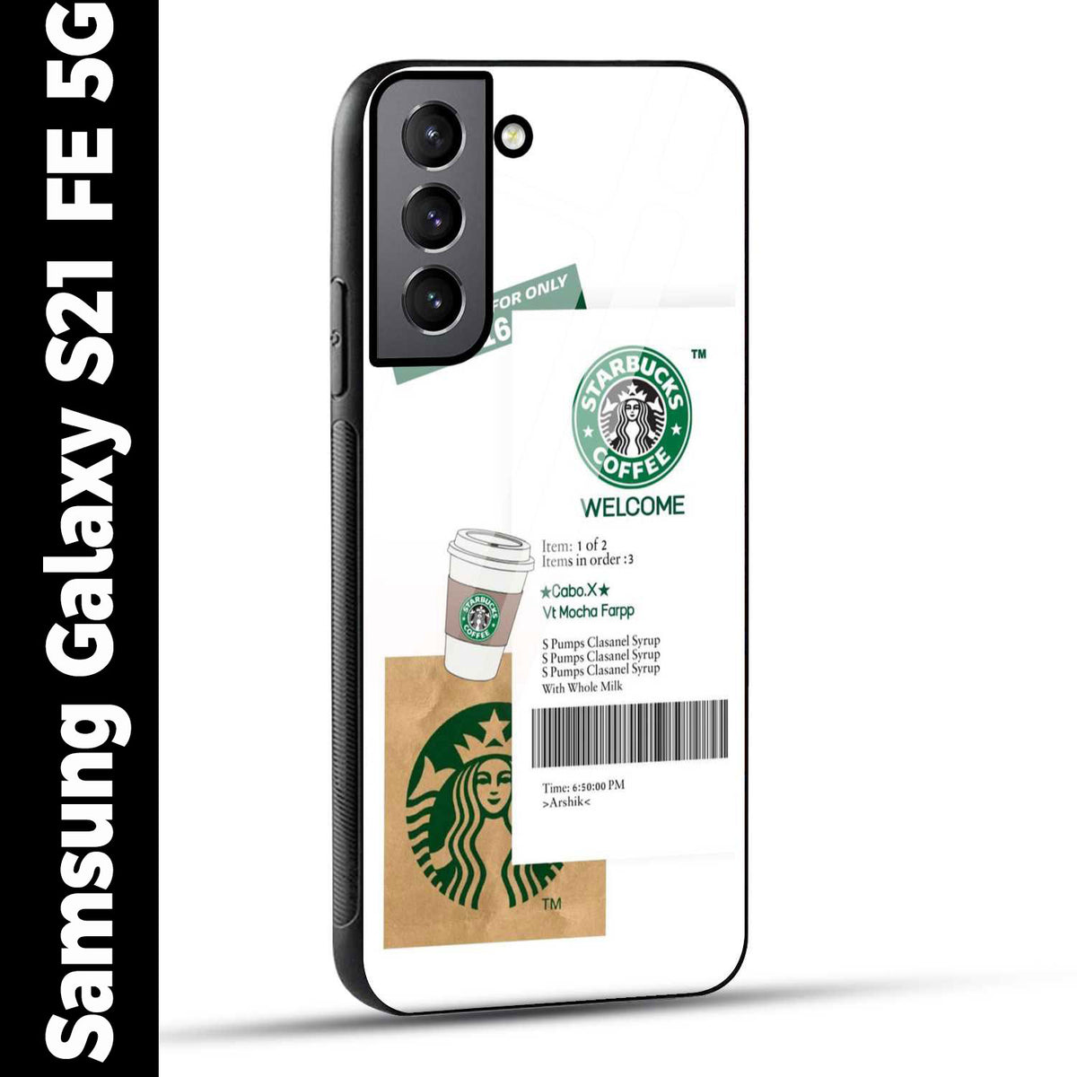 Samsung Galaxy S21 FE 5G Back Cover Starbucks Coffee Welcome Printed Glass Case