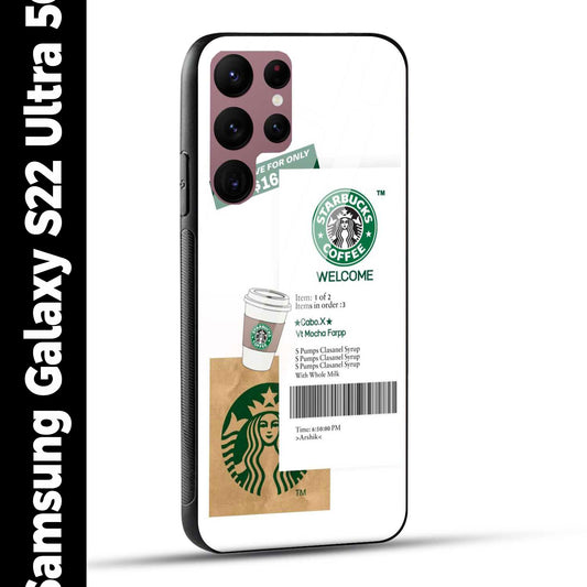 Samsung Galaxy S22 Ultra 5G Back Cover Starbucks Coffee Welcome Printed Glass Case