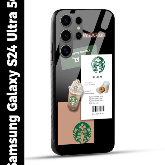 Samsung Galaxy S24 Ultra 5G Back Cover Starbucks Coffee Love Yourself Printed Glass Case
