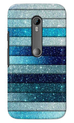Moto G3 Back Cover Blue Glitter Printed Hard Case