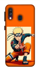 Samsung Galaxy A40 Back Cover Orange Color Anime Printed Hard Case