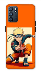Oppo Reno6 5G Back Cover Orange Color Anime Printed Hard Case