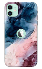 iPhone 11 Logo Cut Back Cover Marble Color Printed Hard Case