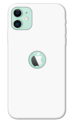 iPhone 11 Logo Cut Back Cover Plain White Printed Hard Case