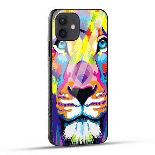 Colorful Lion Glass Case