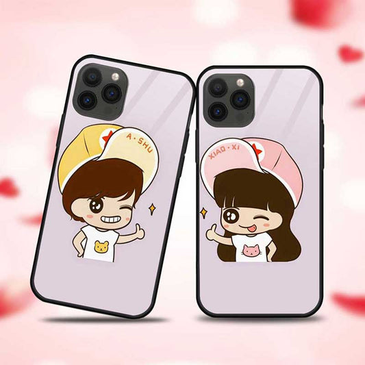 Cute Couple Blinking To Each Other  Glass Couple Case