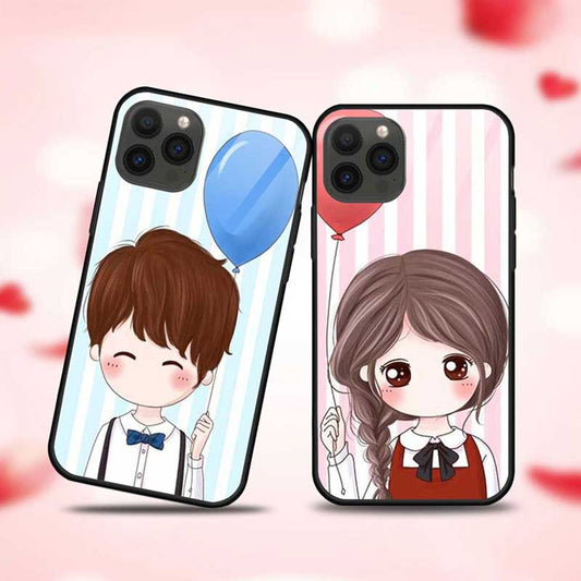 Cute Couple With Baloon  Glass Couple Case