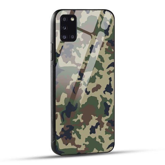 Samsung Galaxy A31 Back Cover Army Pattern Printed Glass Case