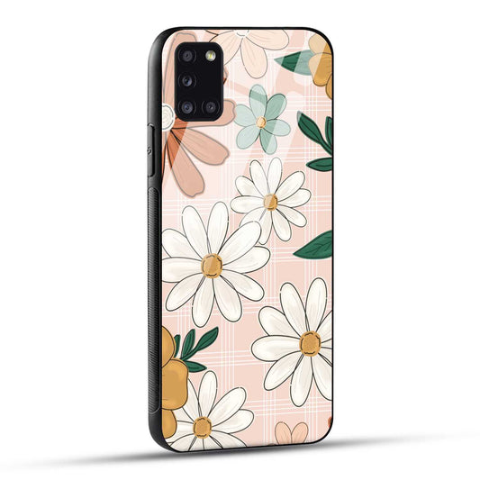 Samsung Galaxy A31 Back Cover Retro Flower Art Printed Glass Case