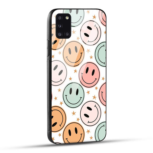 Samsung Galaxy A31 Back Cover Smiling Flowers And Stars Printed Glass Case