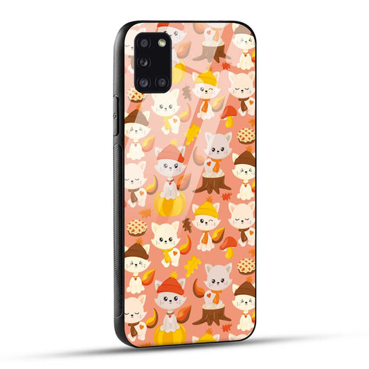 Samsung Galaxy A31 Back Cover Cute Kittys Printed Glass Case
