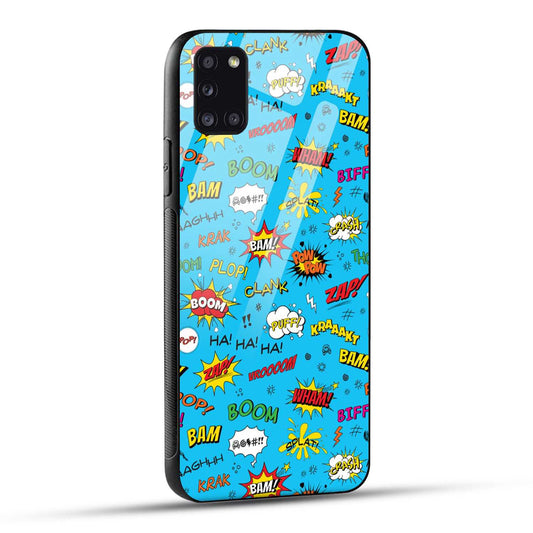 Samsung Galaxy A31 Back Cover Doodle Of Texts Printed Glass Case