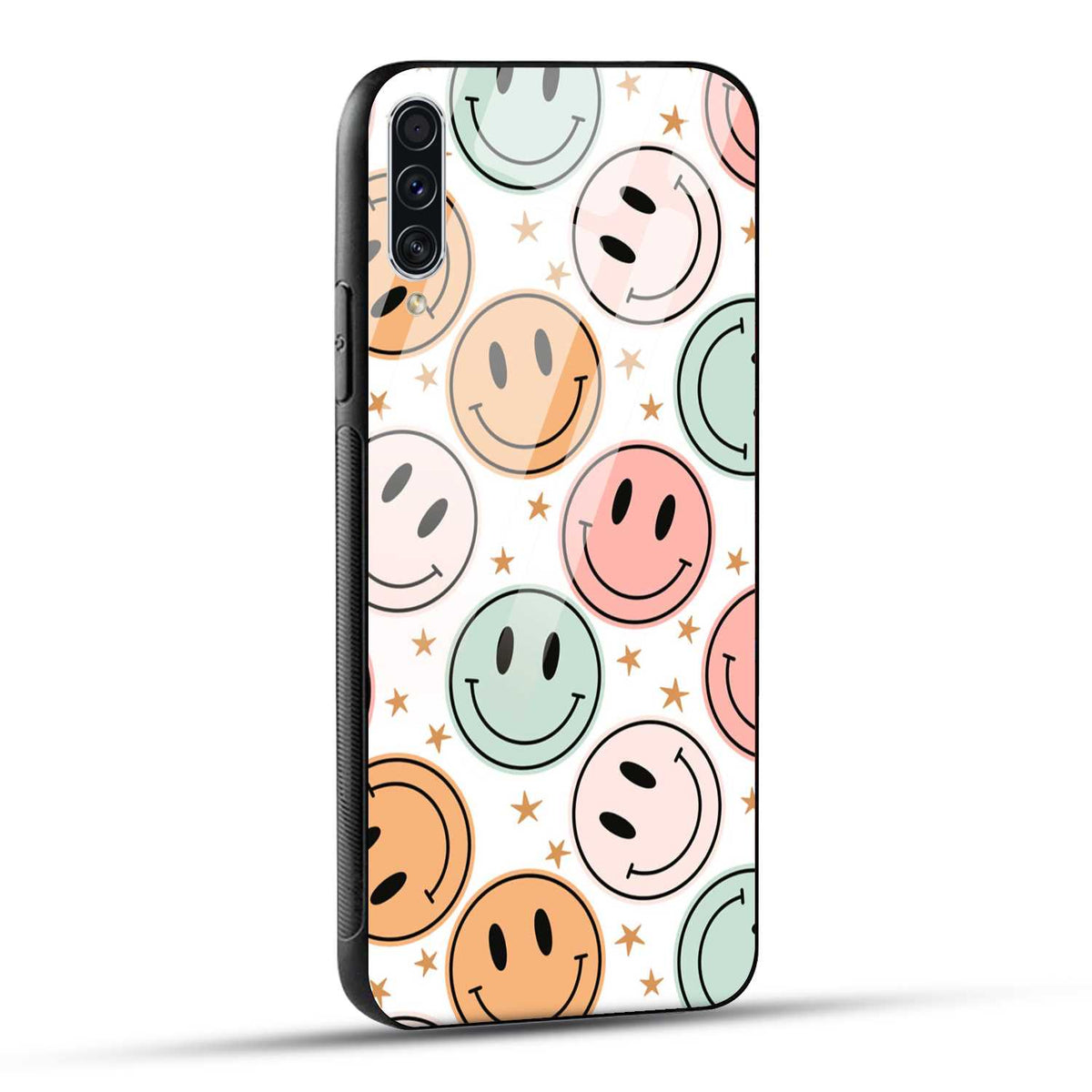 Samsung Galaxy A70 / Samsung Galaxy A70s Back Cover Smiling Flowers And Stars Printed Glass Case