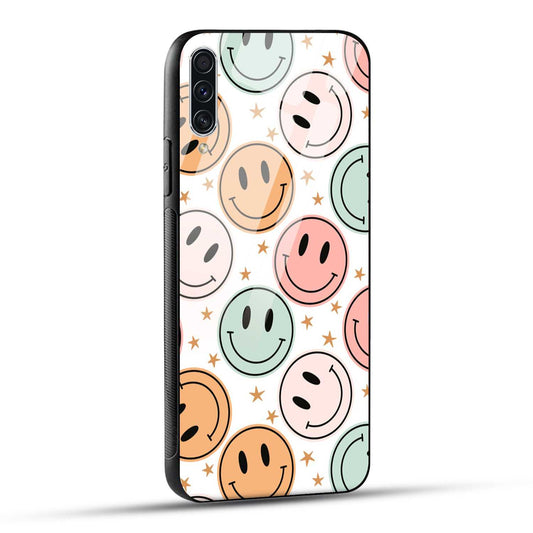 Samsung Galaxy A70 / Samsung Galaxy A70s Back Cover Smiling Flowers And Stars Printed Glass Case