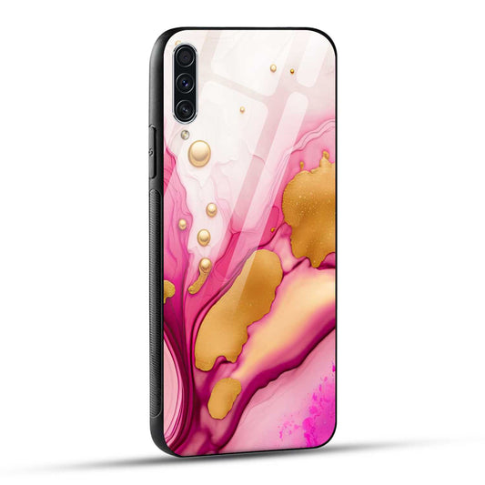 Samsung Galaxy A70 / Samsung Galaxy A70s Back Cover Golden Marble Printed Glass Case