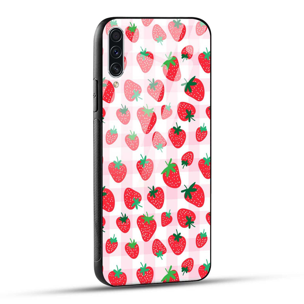 Samsung Galaxy A70 / Samsung Galaxy A70s Back Cover Doodle Of Strawberries Printed Glass Case