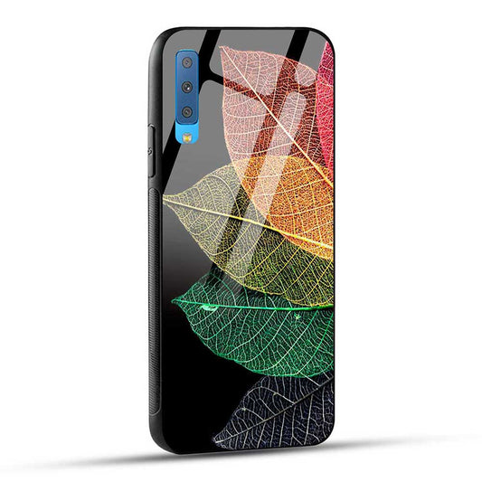 Samsung Galaxy A7 2018 Back Cover Colorful Leaf Glass Case