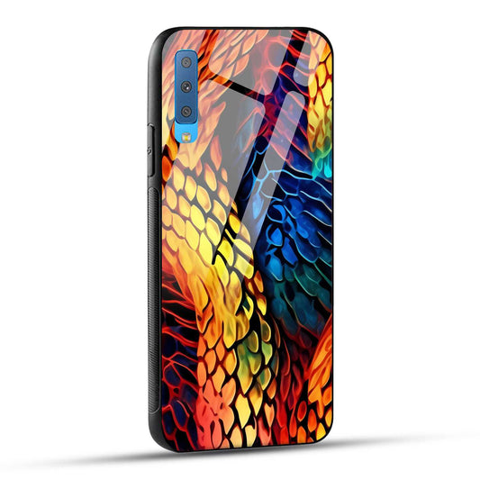 Samsung Galaxy A7 2018 Back Cover Colorburst Jungle Rainbow Animal Spots Printed Glass Case