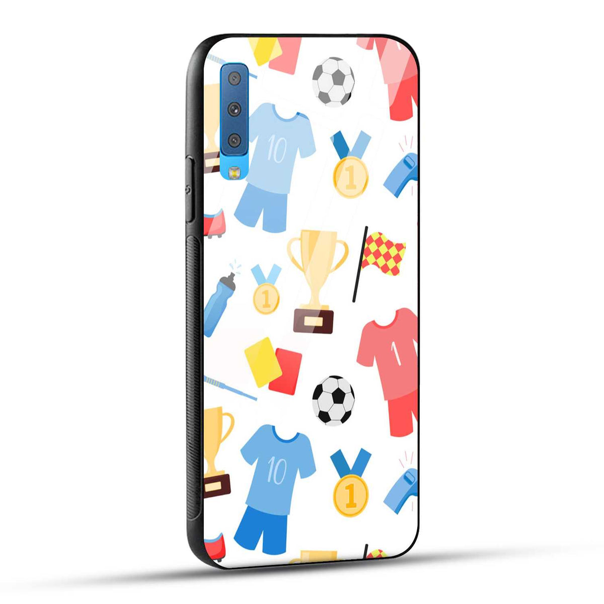 Samsung Galaxy A7 2018 Back Cover Love For Football Printed Glass Case