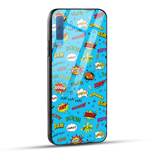 Samsung Galaxy A7 2018 Back Cover Doodle Of Texts Printed Glass Case
