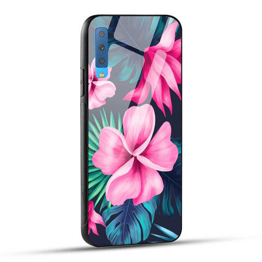 Samsung Galaxy A7 2018 Back Cover Retro Flowers  Printed Glass Case