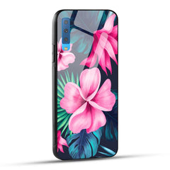 Samsung Galaxy A7 2018 Back Cover Retro Flowers  Printed Glass Case