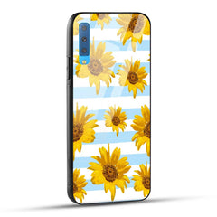 Samsung Galaxy A7 2018 Back Cover Beautiful Sunflower Doodle Printed Glass Case