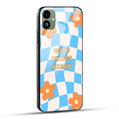 Samsung Galaxy A05 Back Cover Preppy Orange And Blue Checkered Printed Glass Case