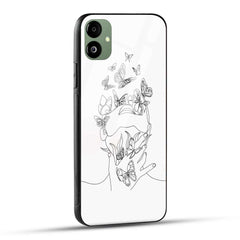 Samsung Galaxy A05 Back Cover Black Line Art Butterflies Woman Printed Glass Case