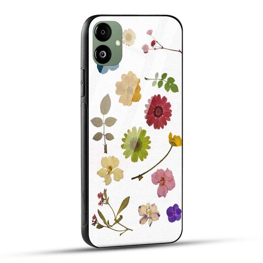 Samsung Galaxy A05 Back Cover Colorful Vintage Dried And Pressed Flower Printed Glass Case
