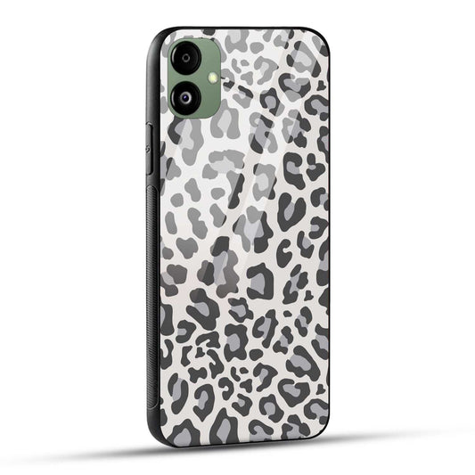 Samsung Galaxy A05 Back Cover Gray And White Leopard Print Printed Glass Case