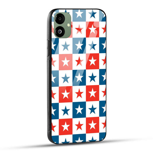 Samsung Galaxy F14 5G Back Cover Blue And Red Star Print Printed Glass Case