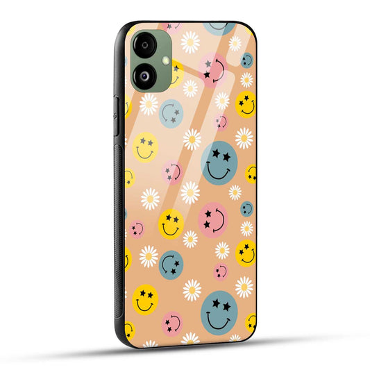 Samsung Galaxy F14 5G Back Cover Smiley And Flowers Printed Glass Case