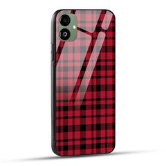 Samsung Galaxy A05 Back Cover Red Checks Pattern Printed Glass Case