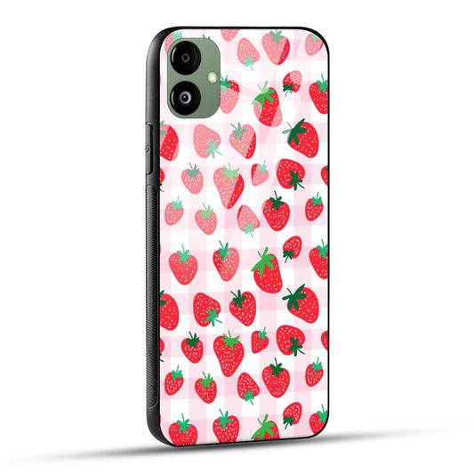 Samsung Galaxy F14 5G Back Cover Doodle Of Strawberries Printed Glass Case