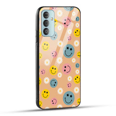 Samsung Galaxy F23 5G Back Cover Smiley And Flowers Printed Glass Case