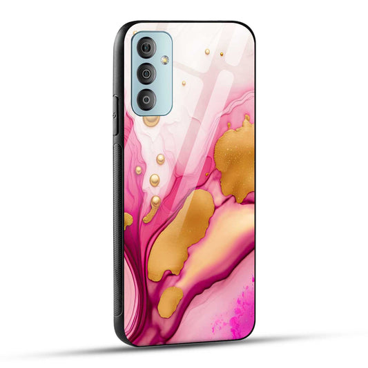 Samsung Galaxy F23 5G Back Cover Golden Marble Printed Glass Case
