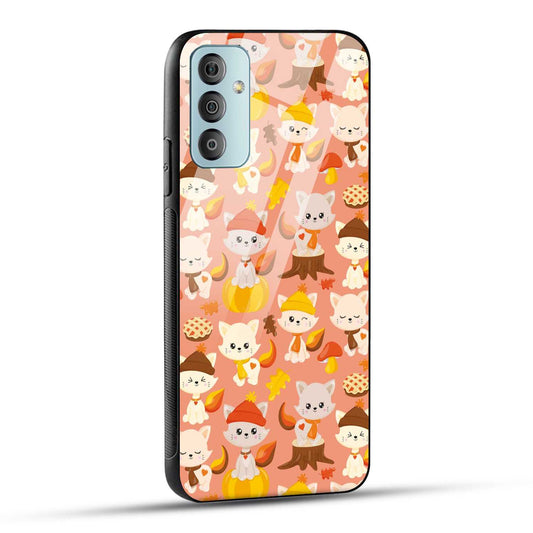 Samsung Galaxy F23 5G Back Cover Cute Kittys Printed Glass Case
