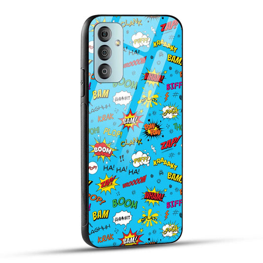 Samsung Galaxy F23 5G Back Cover Doodle Of Texts Printed Glass Case