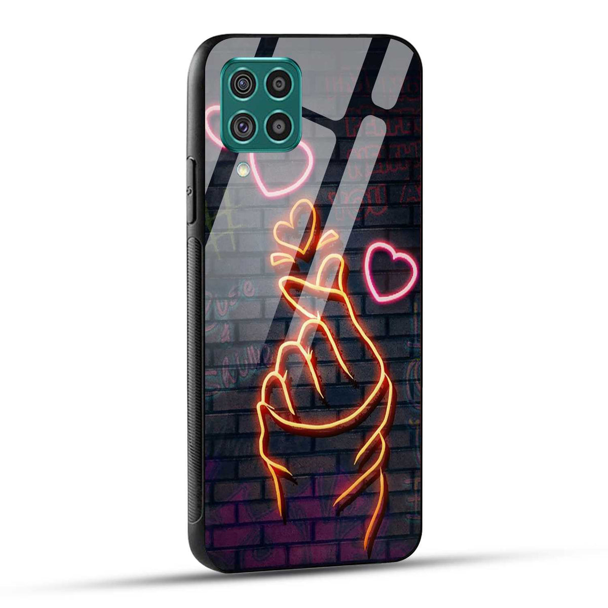 Samsung Galaxy F62 Back Cover Swag Cute Hearts Printed Glass Case