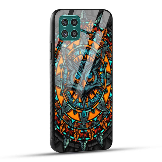 Samsung Galaxy F62 Back Cover Attractive Owl Printed Glass Case