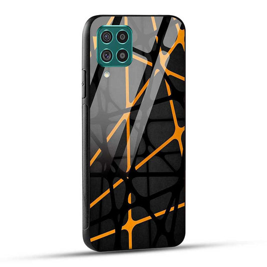 Samsung Galaxy F62 Back Cover Yellow Texture Lines Glass Case